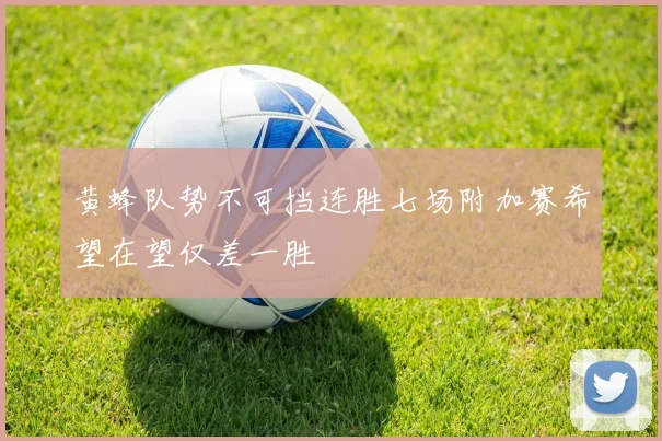 黄蜂队势不可挡连胜七场附加赛希望在望仅差一胜